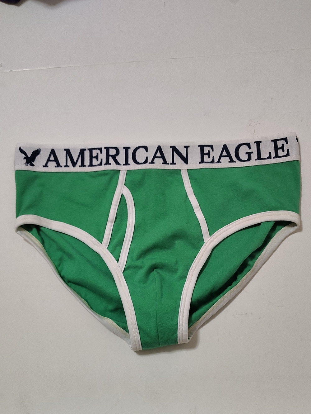 Vintage American Eagle Outfitters Men's Green Briefs with White Trim - Sz L/G